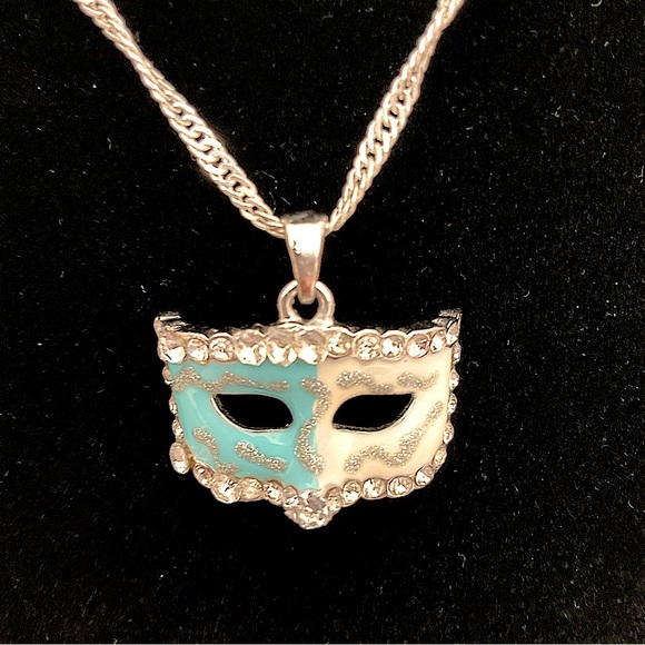 Masquerade Mask Pendant Necklace - Picture 2 of 4